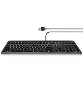 Ewent Teclado con cable USB - Disposicion Eslovena QWERTZ SI - Retroiluminacion - Teclas de Bajo Perfil y Silenciosas - Cable..