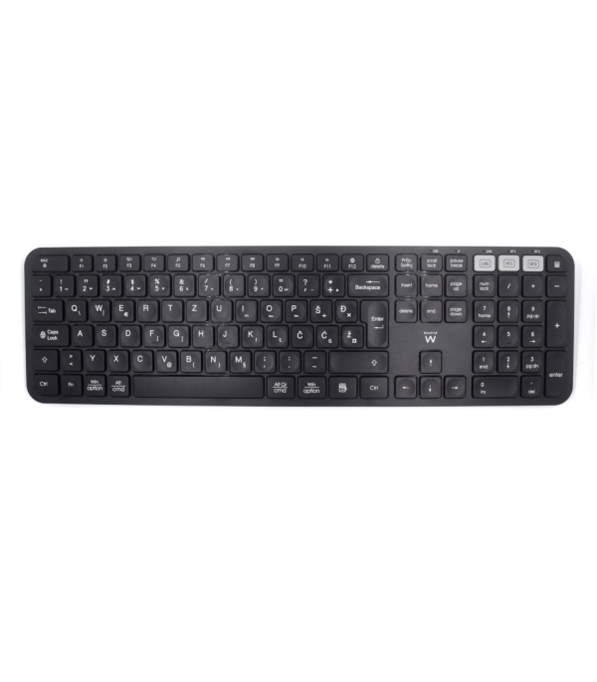 Ewent Teclado Inalambrico - Modo Ahorro de Energia - Disposicion Eslovena QWERTZ SI - 1x Bateria AAA (Incluida) - Alcance hasta.