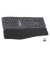 Ewent Teclado Inalambrico - Ergonomico - Bateria de Litio Recargable de 300mAh - Disposicion Portuguesa QWERTY PT - Teclas de Ba