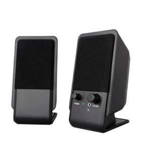 Ewent Altavoces Estereos de Sobremesa de 12W - Alimentacion USB - Jack de 3.5mm - Control de Volumen - Color Negro