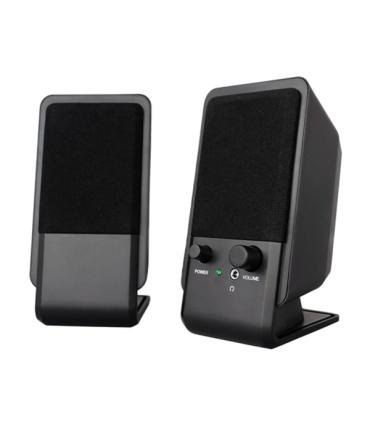 Ewent Altavoces Estereos de Sobremesa de 12W - Alimentacion USB - Jack de 3.5mm - Control de Volumen - Color Negro