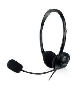 Ewent Auriculares Estereo - Microfono Integrado - 2x Jack de 3.5mm - Cable de 2.1m - Color Negro