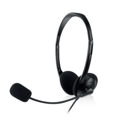 Ewent Auriculares Estereo - Microfono Integrado - 2x Jack de 3.5mm - Cable de 2.1m - Color Negro
