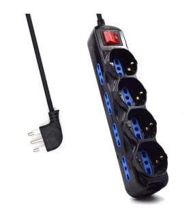 Ewent Regleta con 12 Tomas - 8 Tomas L + 4 Tomas L/F (Schuko) - Interruptor On/Off - Proteccion Infantil - Enchufe Italiano Plan