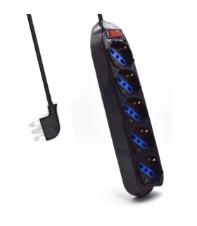 Ewent Regleta con 5 Tomas Tipo L/F (Schuko) de 10/16A - Interruptor On/Off - Enchufe Italiano Plano en Angulo - Cable de 1.5m ..