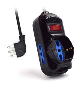Ewent Regleta con 3 Tomas - 2 Tomas L + 1 Toma L/F (Schuko) - Interruptor On/Off - Enchufe Italiano Plano en Angulo - Cable..