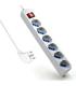 Ewent Regleta con 6 Tomas Tipo L/F (Schuko) de 10/16A - Interruptor On/Off - Proteccion contra Sobretensiones - Enchufe Italiano