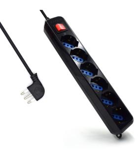 Ewent Regleta con 6 Tomas Tipo L/F (Schuko) de 10/16A - Interruptor On/Off - Proteccion contra Sobretensiones - Proteccion Infan