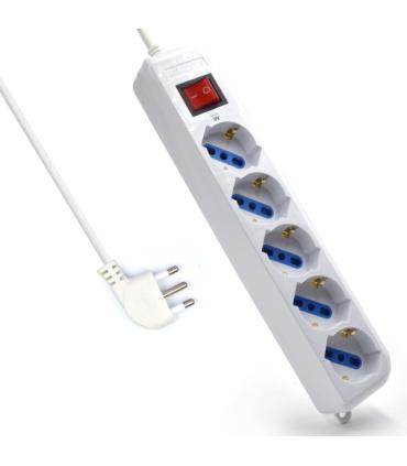 Ewent Regleta con 6 Tomas Tipo L/F (Schuko) de 10/16A - Interruptor de Encendido - Proteccion contra Sobretensiones - Proteccion