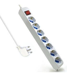 Ewent Regleta con 6 Tomas Tipo L/F (Schuko) de 10/16A - Interruptor de Encendido - Proteccion contra Sobretensiones - Proteccion