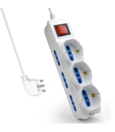 Ewent Regleta con 9 Tomas - 6 Tomas L + 3 Tomas L/F (Schuko) - Interruptor On/Off - Proteccion contra Sobretensiones - Enchufe..