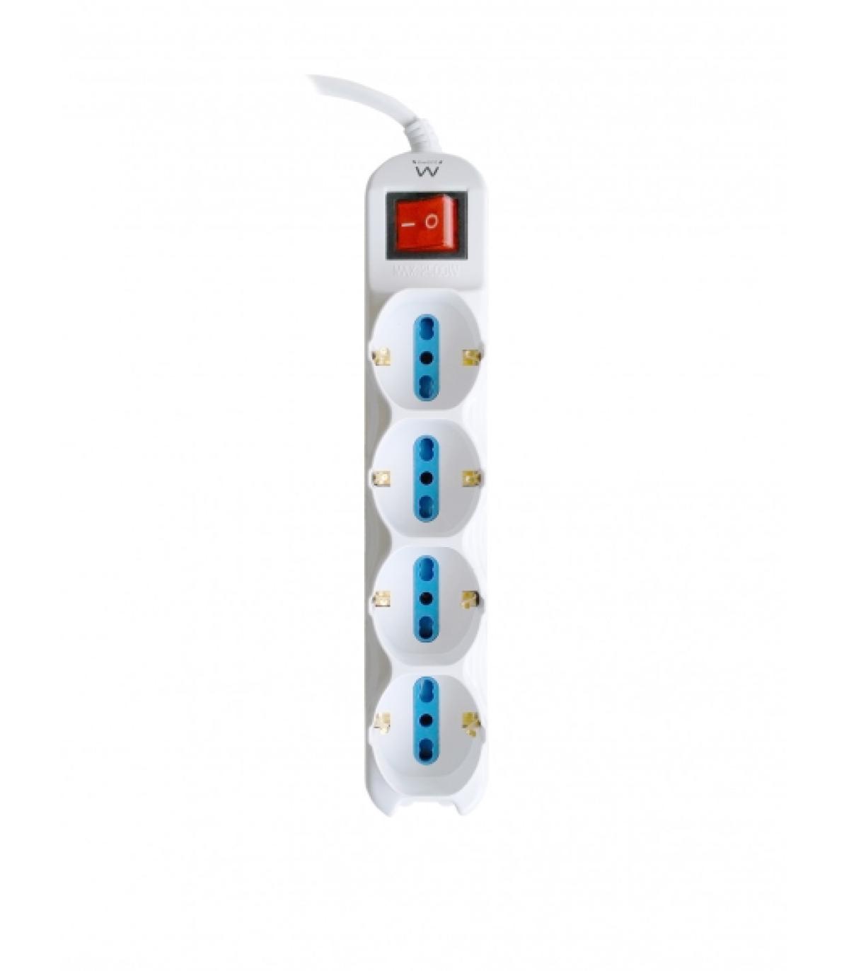 Ewent Regleta con 12 Tomas - 8 Tomas L + 4 Tomas L/F (Schuko) - Interruptor On/Off - Proteccion contra Sobretensiones - Protecci