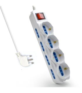 Ewent Regleta con 12 Tomas - 8 Tomas L + 4 Tomas L/F (Schuko) - Interruptor de Encendido - Proteccion Infantil - Enchufe Italian