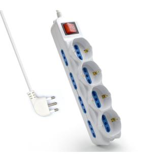 Ewent Regleta con 6 Tomas - 8 Tomas L + 4 Tomas L/F (Schuko) - Interruptor de Encendido - Proteccion Infantil - Enchufe Italiano