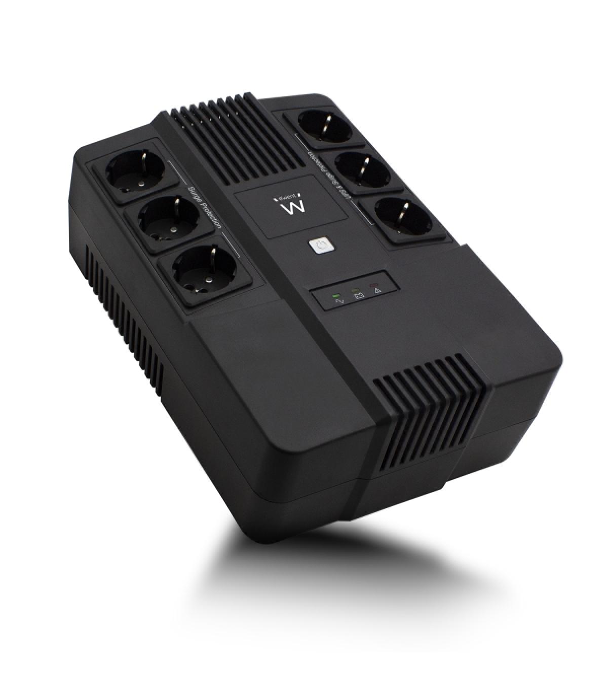 Ewent SAI Interactivo 700VA/390W - 6x Schuko - Toma Tierra - Funcion AVR - Notificacion Sonora y LED - Proteccion Electrica - Ba