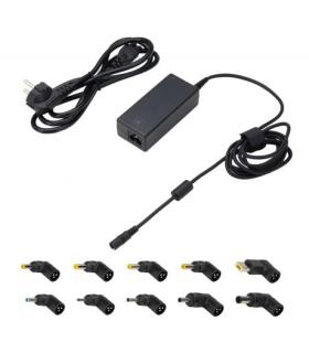 Ewent Cargador Universal para Portatil de 65W - 10 Clavijas Intercambiables - Automatico - Gestion Inteligente de Corriente - Co