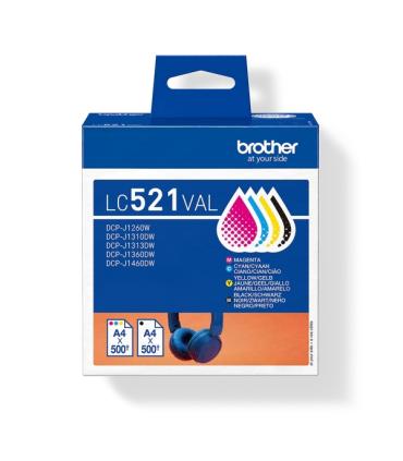 Brother LC521VAL Pack de 4 Cartuchos de Tinta Original (BK/C/M/Y) - LC521VAL