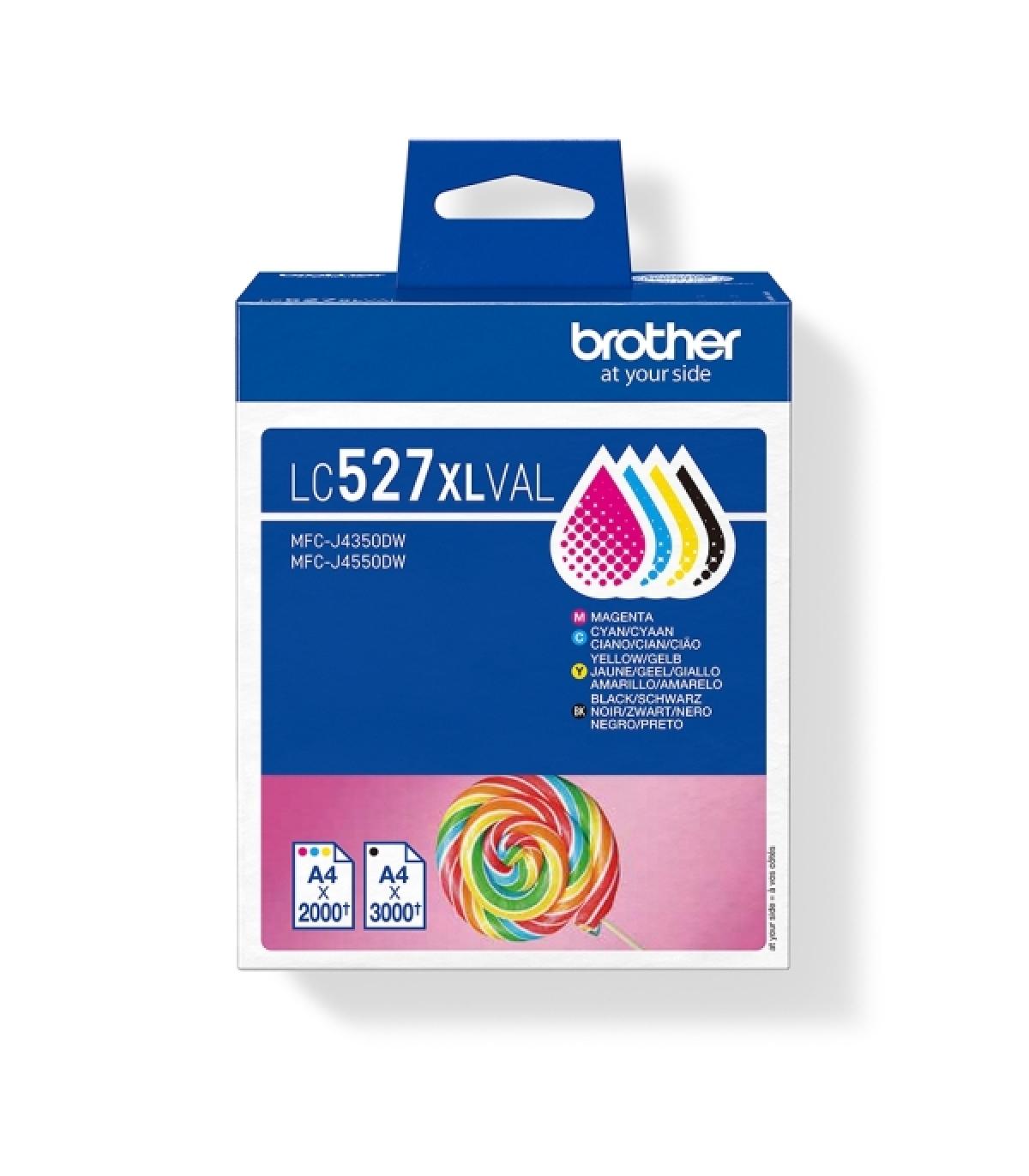 Brother LC527XLVAL Pack de 4 Cartuchos de Tinta Original (BK/C/M/Y) - LC527XLVAL