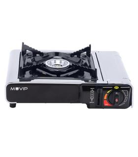 Muvip Cocina de Gas Portatil 1 Fuego - Encendido Automatico - Quemador de Aluminio - Sistema FSD - Proteccion Contra Sobretensio