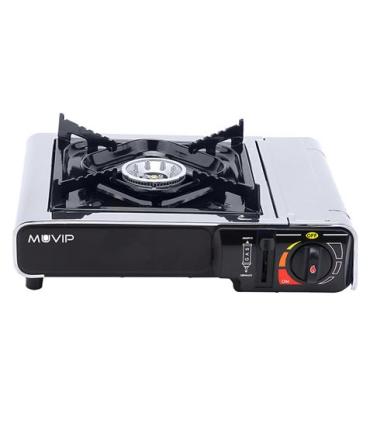 Muvip Cocina de Gas Portatil 1 Fuego - Encendido Automatico - Quemador de Aluminio - Sistema FSD - Proteccion Contra Sobretensio