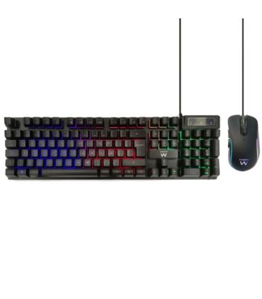 Ewent Pack Teclado + Raton Gaming - Iluminacion RGB - Disposicion QWERTY ES - 3600dpi - Cable de 1.5m - Anti-Ghosting - Color Ne
