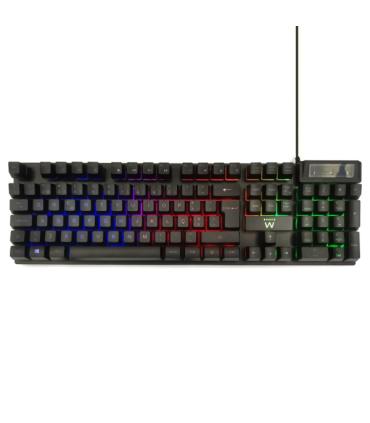 Ewent Teclado Gaming de Membrana - Iluminacion RGB - Disposicion Portuguesa QWERTY PT - Cable de 1.5m - 12 Teclas Multimedia ..