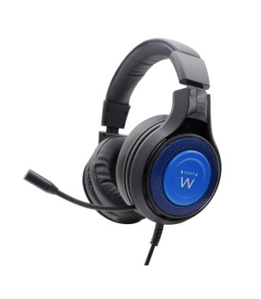 Ewent Auriculares Gaming - Microfono Integrado - Diadema Ajustable - Cable de 1.8m - Color Negro/Azul