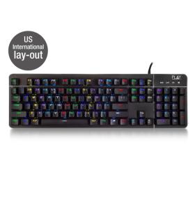 Ewent Teclado Gaming Mecanico - Iluminacion RGB - Disposicion Inglesa QWERTY US - Cubierta de Aluminio - Cable de 1.5m - Anti-Gh