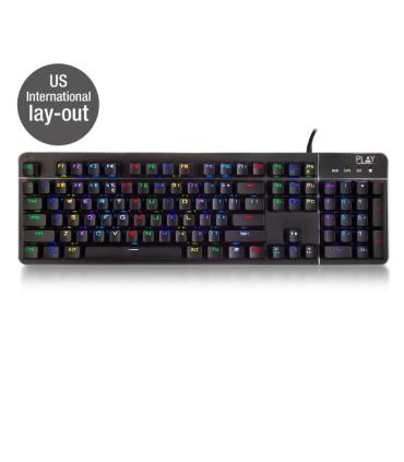 Ewent Teclado Gaming Mecanico - Iluminacion RGB - Disposicion Inglesa QWERTY US - Cubierta de Aluminio - Cable de 1.5m - Anti-Gh