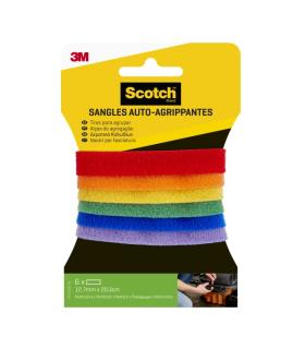 Scotch Pack de 6 Tiras Organizadoras de Cable - 12.7mm x 20.3cm - Colores Surtidos