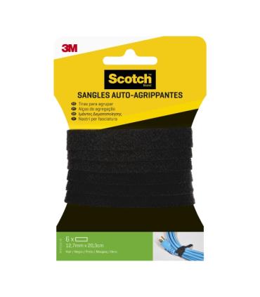 Scotch Pack de 6 Tiras Organizadoras de Cable - 12.7mm x 20.3cm - Color Negro