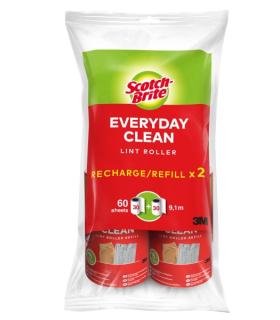 Scotch-Brite Everyday Clean Recambio para Pack de 2 Rodillos Quitapelusas Adhesivo - 30 Hojas por Rodillo - Color Blanco