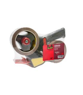 Scotch Dispensador de Precinto - Incluye 2 Rollos de 50mm x 66m - Mango de Pistola - Sellado Seguro - Color Marron