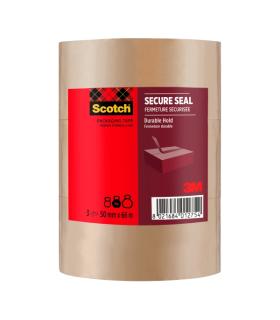Scotch Pack de 3 Precintos de Embalaje - 50mm x 66m - Sellado Seguro - Color Marron