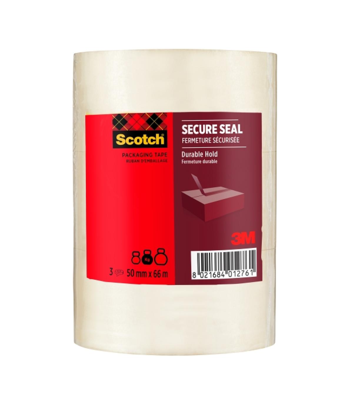 Scotch Pack de 3 Precintos de Embalaje - 50mm x 66m - Sellado Seguro - Color Transparente