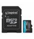 Kingston Tarjeta Micro SDXC 256GB UHS-I U3 V30 Clase 10 200MB/s Canvas Go Plus con Adaptador