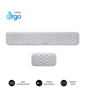 Subblim Pack Ergo Airpadding Reposamuñecas para Teclado y Raton - Espuma Viscoelastica 65D - Tejido AirMesh Transpirable - Base.