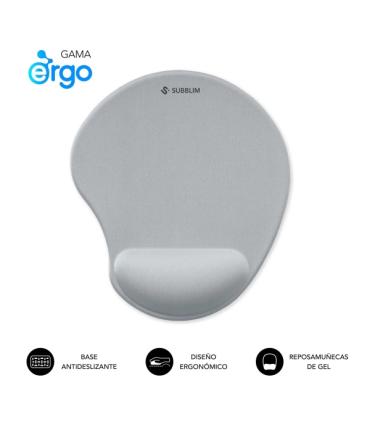 Subblim Ergo Neogel Alfombrilla Ergonomica para Raton - Espuma Elastica - Microtexturizada Impermeable - Base Antideslizante ..