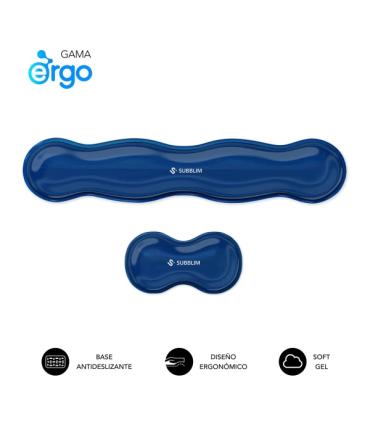 Subblim Pack Ergo Crystal Flex Reposamuñecas para Teclado y Raton - Gel Refrigerante Autoajustable - Diseño Ondulado Ergonomico.