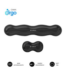 Subblim Pack Ergo Crystal Flex Reposamuñecas para Teclado y Raton - Gel Refrigerante Autoajustable - Diseño Ondulado Ergonomico.