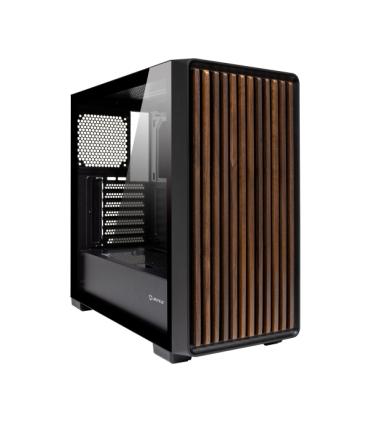 Unykach Revelat Madeira Black Caja ATX, Micro ATX, ITX - Lateral de Vidrio Templado y Frontal con Listones de Madera Natural ..