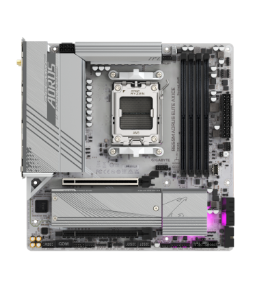 GIGABYTE B650M AORUS ELITE AX ICE Placa base - AMD Ryzen serie 9000, VRM de 12+2+2 fases, hasta 8000 MHz DDR5 (OC), 1xPCIe 5.0..
