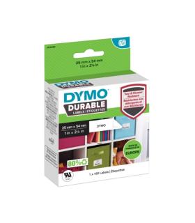 Dymo Durable Pack de 160 Etiquetas Originales para Rotuladora - Texto Negro sobre Fondo Blanco - 25mmx54mm - 2112283