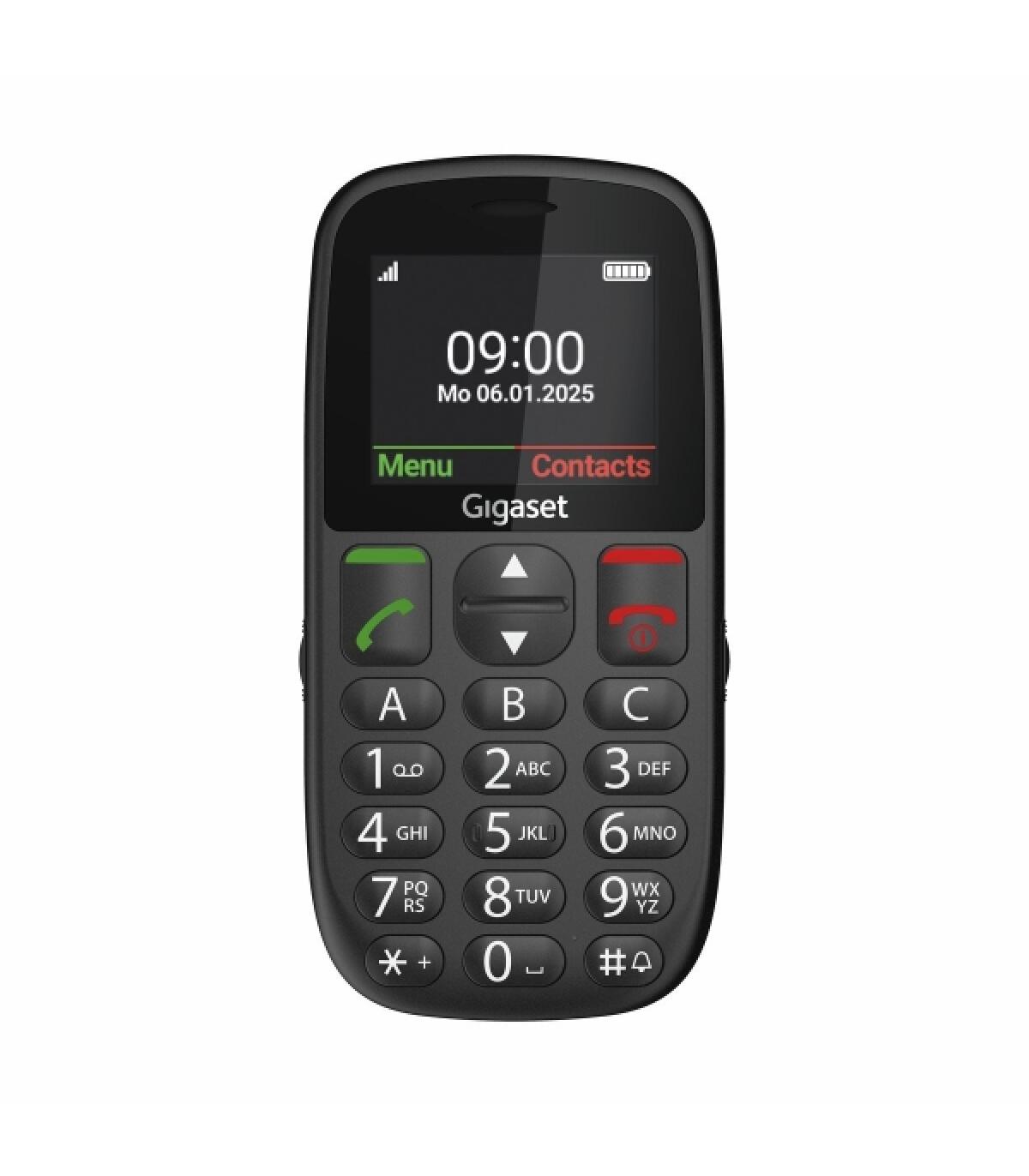 Gigaset GL395 Telefono Movil para Mayores Pantalla 2.2" - IP44 - Base de Carga - Color Negro