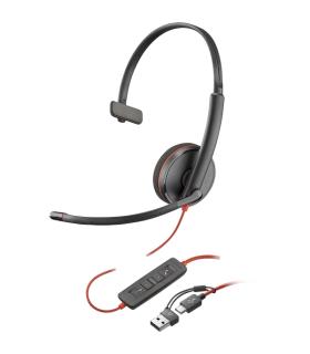 Plantronics/Poly Blackwire C3210 USB-C/USB-A Auricular Monoaural con Microfono - Almohadilla Acolchada - Controles en Cable