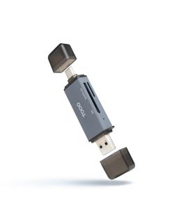 Tooq Lector de Tarjetas USB-C y USB-A - Compatible con SD, Micro SD y TF - Color Gris