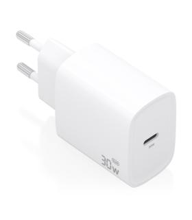Aisens Cargador GaN 30W - USB-C PD3.0 - Tecnologia AI para Detectar Protocolo y Velocidad de Carga - Color Blanco