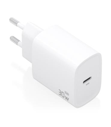 Aisens Cargador GaN 30W - USB-C PD3.0 - Tecnologia AI para Detectar Protocolo y Velocidad de Carga - Color Blanco