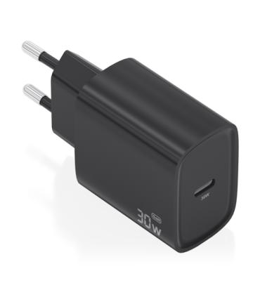 Aisens Cargador GaN 30W - USB-C PD3.0 - Tecnologia AI para Detectar Protocolo y Velocidad de Carga - Color Negro
