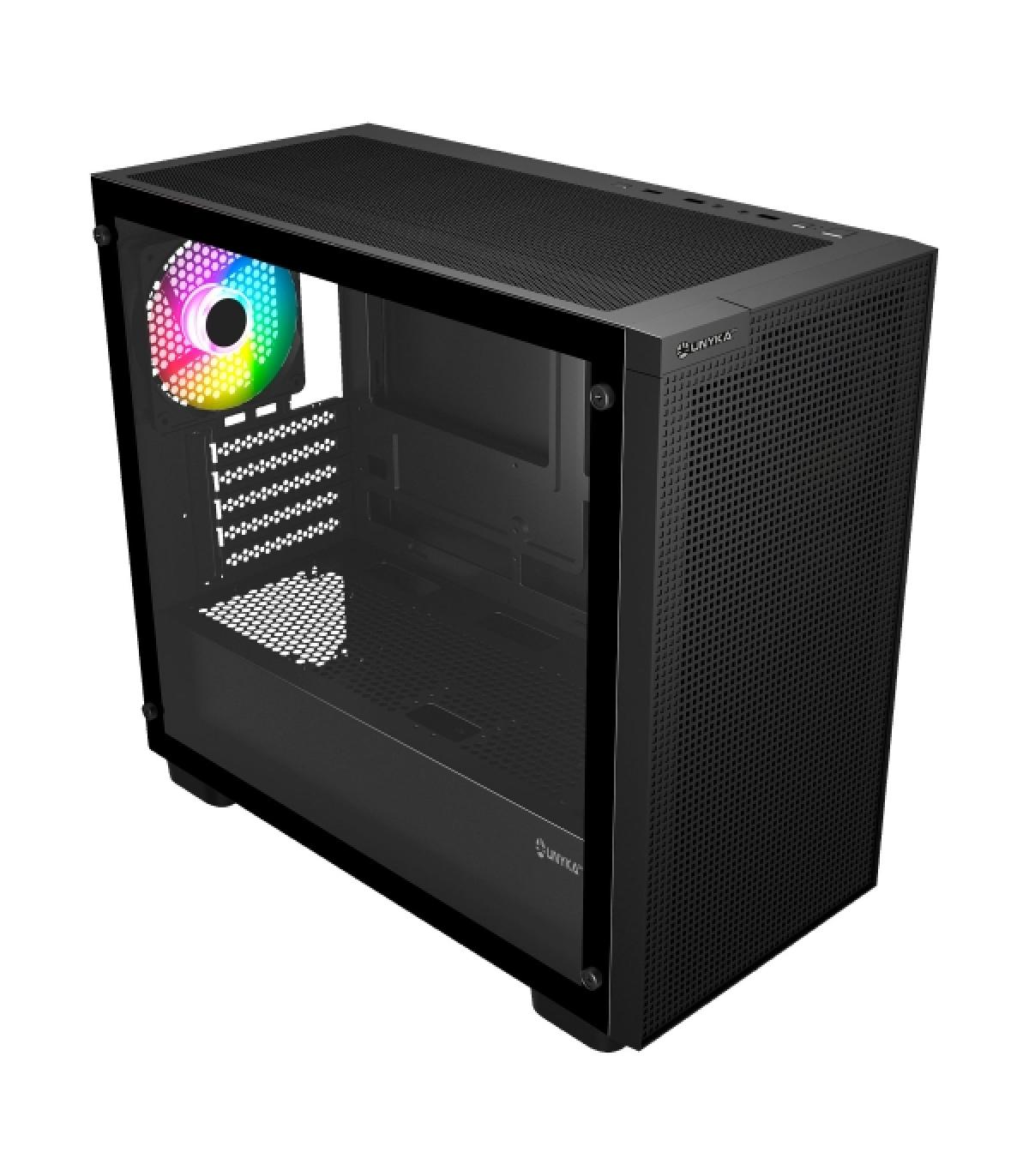 Unykach Revelat Mesh Edge Caja Micro ATX, ITX - Lateral de Vidrio Templado - 3.5", 2.5" - USB-A 2.0, USB-3.0 y Audio - 4 Ventila